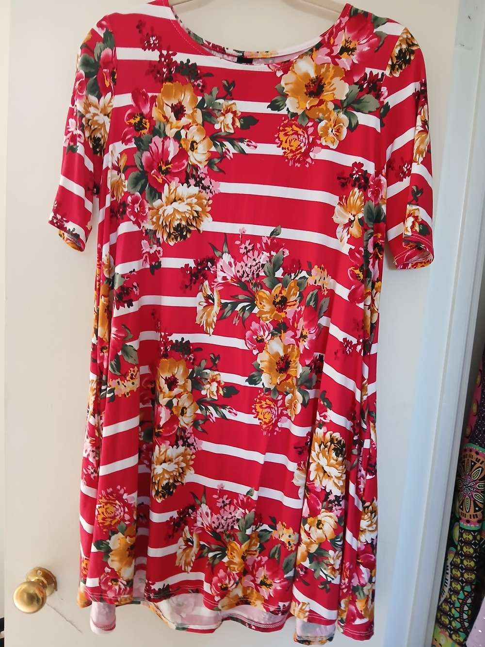 Agnes & Dora Red Floral Stripe Tunic